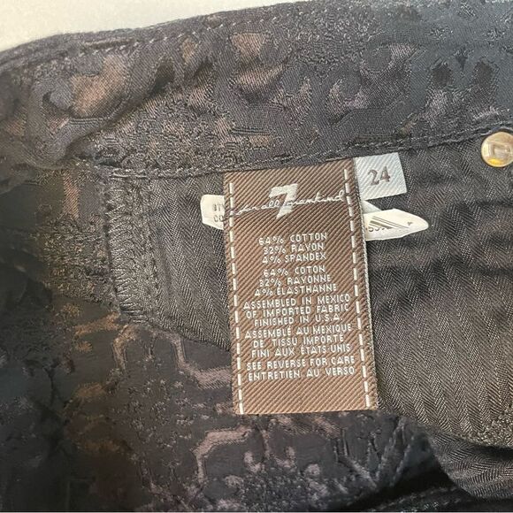 7 For All Mankind All Over Print Skinny Pants Women Size 24 Black - Picture 7 of 10